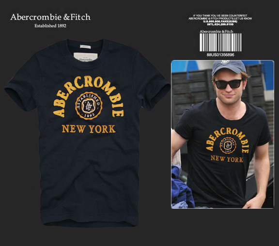 Abercrombie Fitch Hombres De Cuello Redondo Con Gente Fotos Corto Remera AF5683
